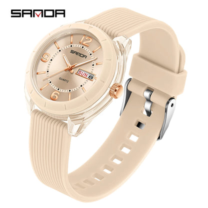 SANDA Quartz Watch for Women Waterproof Auto Date Week Elegant Luxury Ladies Wristwatch Waterproof Analog Women's Watches