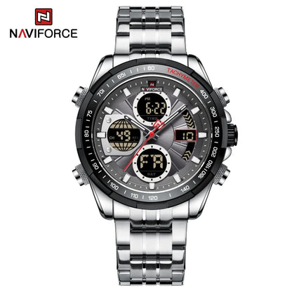 NAVIFORCE Montres à quartz pour hommes Nouvelle montre-bracelet sport double affichage étanche 30m Montre décontractée en acier inoxydable Relogio Masculino