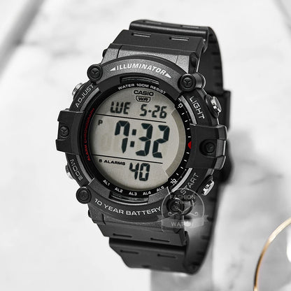 Montre Casio homme, dix ans d'autonomie, ensemble de luxe, montre de sport numérique LED étanche à quartz pour homme, relogio masculino AE-1500WH