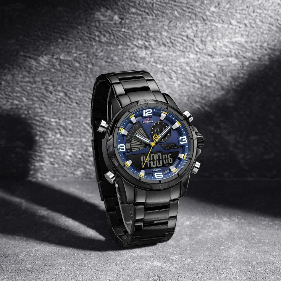 NAVIFORCE NF9257 Dual Display Stainless Steel Watch