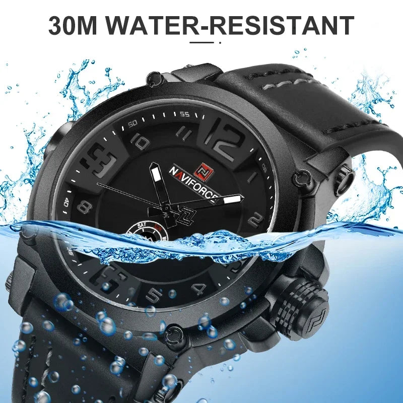 NAVIFORCE Marque de Luxe Homme Sport Militaire Montre à Quartz pour Homme Horloge Analogique Date Bracelet en Cuir Montre-Bracelet Relogio Livraison Gratuite