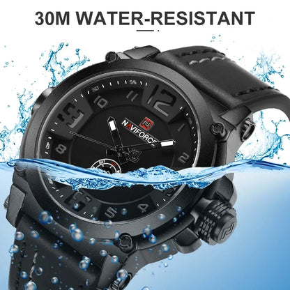 NAVIFORCE Marque de Luxe Homme Sport Militaire Montre à Quartz pour Homme Horloge Analogique Date Bracelet en Cuir Montre-Bracelet Relogio Livraison Gratuite