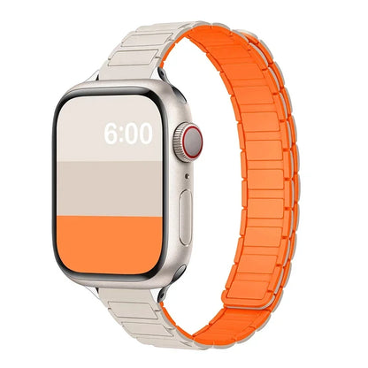 Bracelet fin en silicone à sangle magnétique pour femme pour Apple Watch S11 10 46/42mm 45mm 44 38mm 40mm 41mm 42mm iWatch SE 9 8 7 6 5 4 3 2 1