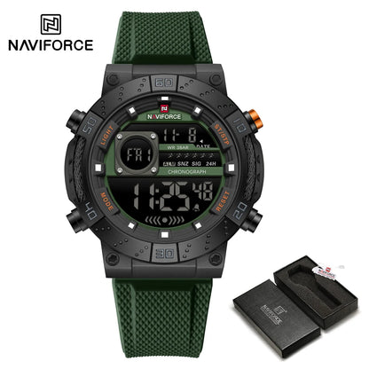 NAVIFORCE – Montres militaires pour hommes, à quartz numérique, en silicone, chronographe, étanche, avec affichage de la date