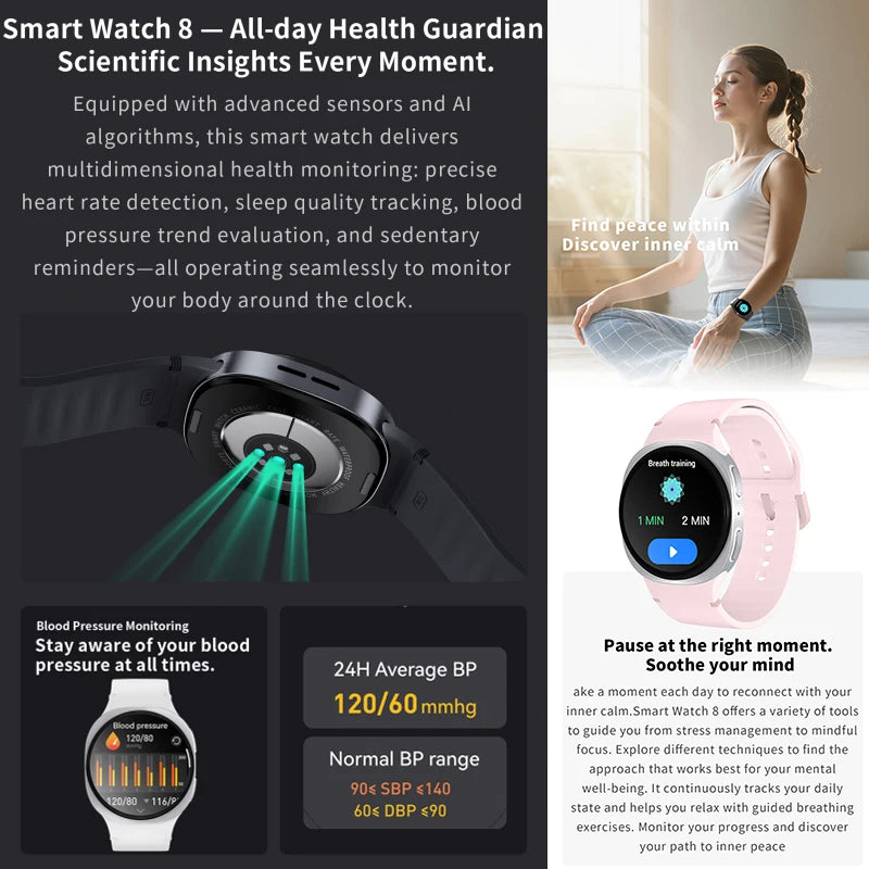 Nouvelles Montres 2025 8 Mini GPS Track Montre Connectée Intelligente Pour Hommes Femmes Santé Sport AMOLED Fréquence Cardiaque Appel Bluetooth Montre Connectée Étanche