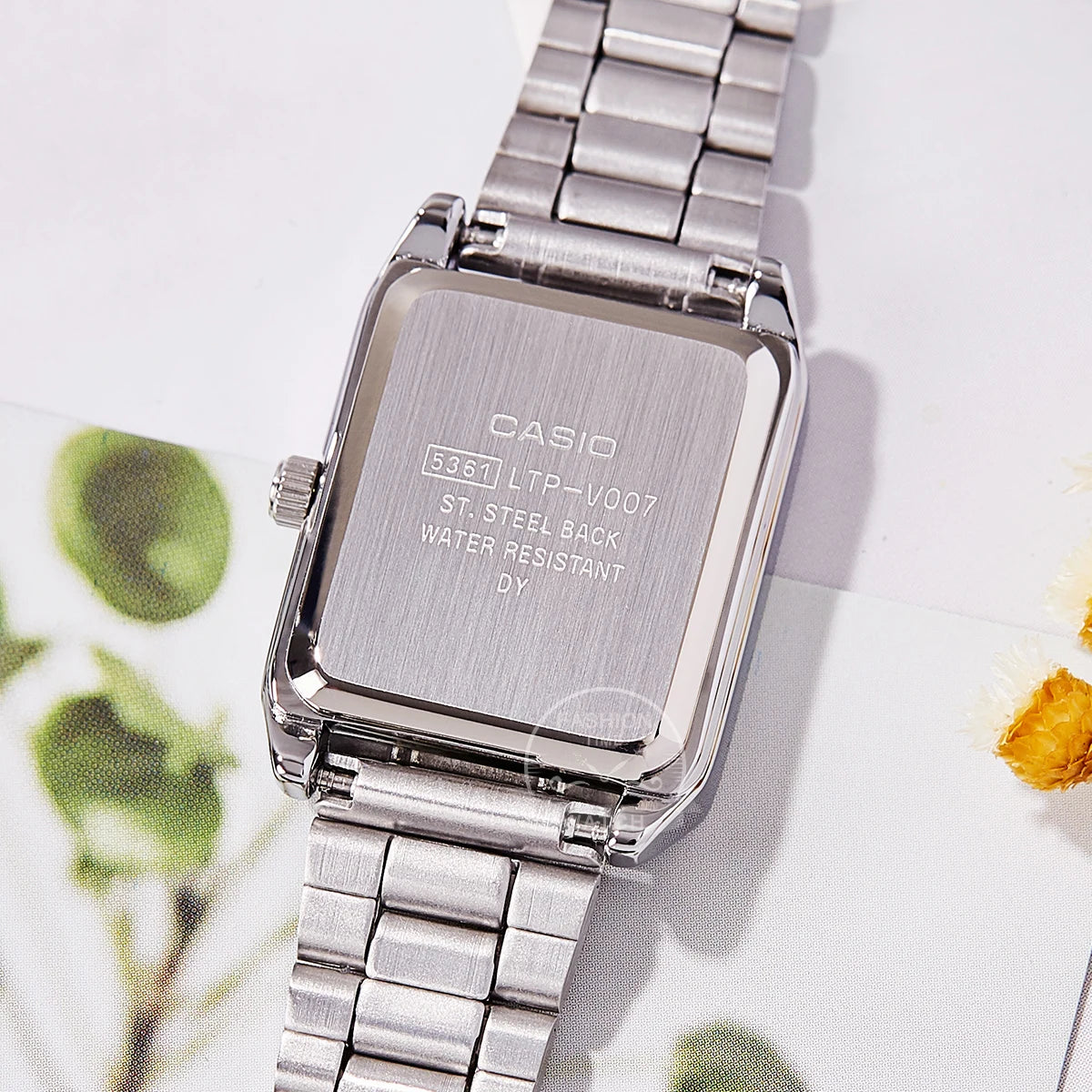 Casio LTP-V007D women's tonneau watch with stainless steel bracelet