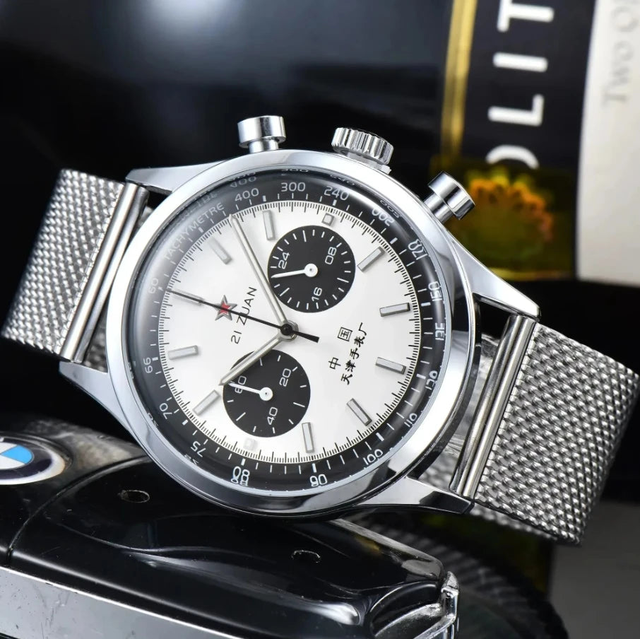 Montres homme 1963 montre automatique pilote 42mm étanche chronographe quartz rétro montre habillée vintage