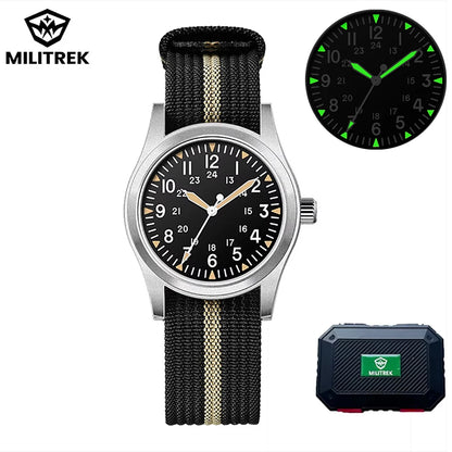Montre Homme MILITREK 2026 Nouvelle Montre Militaire Rétro Quartz VH31 37mm Saphir Acier Inoxydable Étanche 100m Lumineux C3 Reloj Hombre