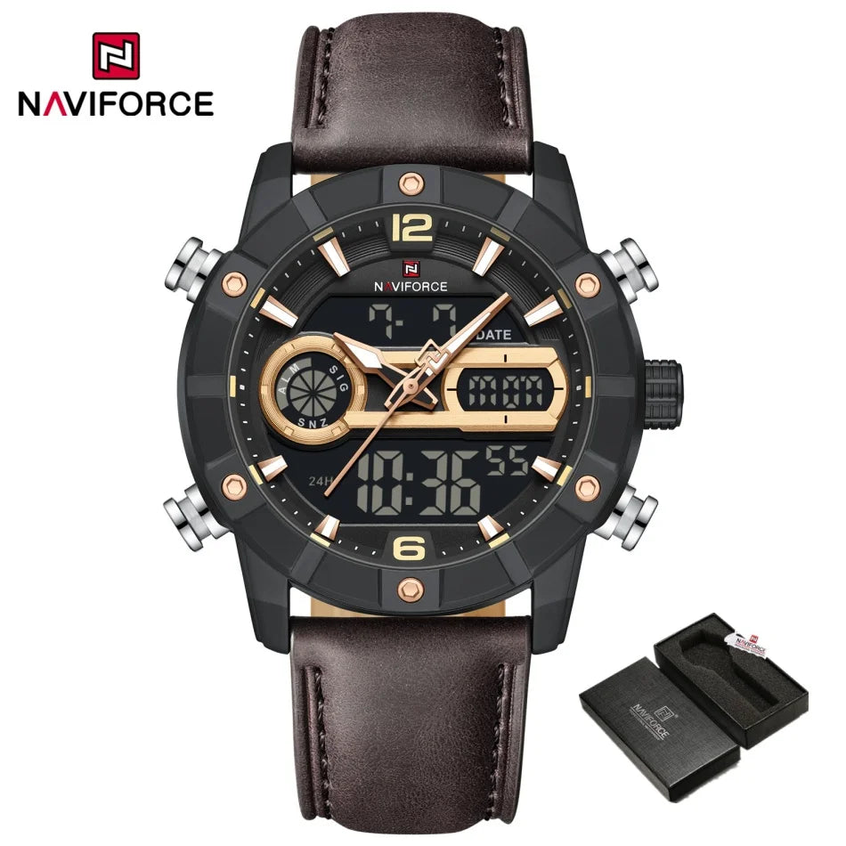 Montre Homme NAVIFORCE Tendance Sport Étanche Alarme Compte à Rebours Affichage Calendrier Automatique Marque de Luxe Montre Quartz Originale Homme