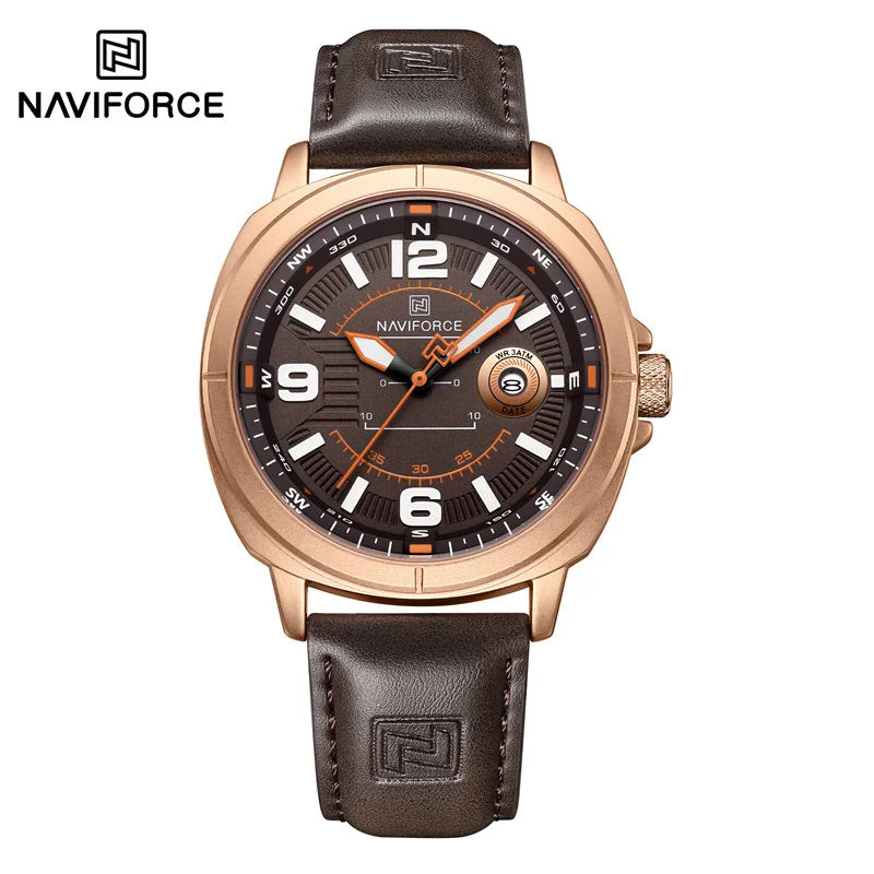 NAVIFORCE 2025 NF8078 Genuine Leather Shockproof Watch