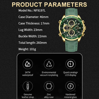 Nouvelles montres NAVIFORCE pour hommes en cuir montres-bracelets militaires de sport étanches à quartz chronographe masculin