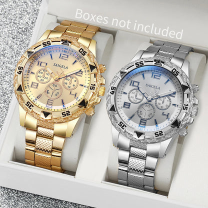 Lot de 2 montres d'affaires pour hommes, à la mode, avec cadran arabe et bracelet en acier, ensemble de montres à quartz pour hommes (sans boîte)