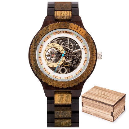 BOBO BIRD Montre Mécanique en Bois Homme Relogio Masculino Grandes Montres Homme Marque de Luxe Montres bracelet homme Dropshipping