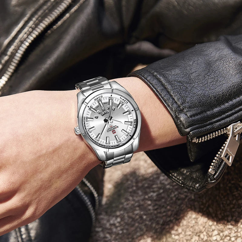 Montres Hommes NAVIFORCE, en Acier, Étanche, Quartz, Date, Montre-Bracelet de Luxe pour Homme de Marque Supérieure, relogio masculino