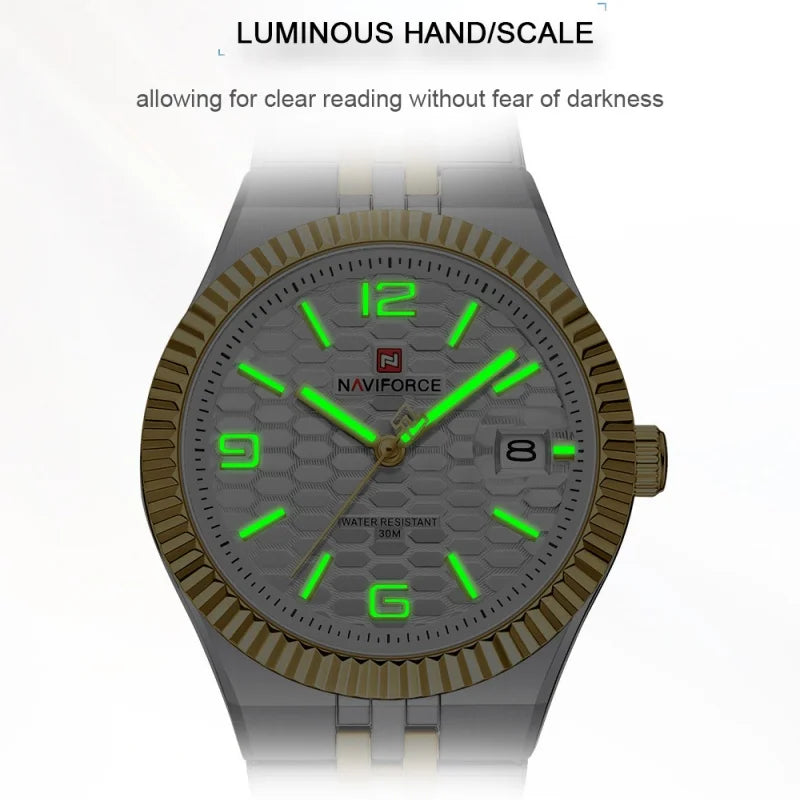 NAVIFORCE Montre de sport pour femmes, haute qualité, étanche, en acier inoxydable, horloge romantique, montre-bracelet à quartz pour dames, Reloj Mujer