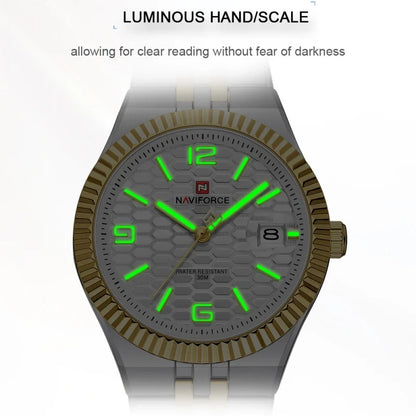 NAVIFORCE Montre de sport pour femmes, haute qualité, étanche, en acier inoxydable, horloge romantique, montre-bracelet à quartz pour dames, Reloj Mujer