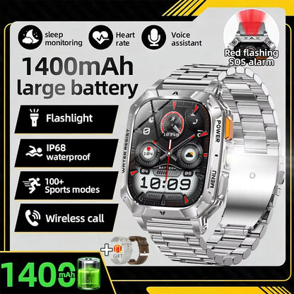Nouvelle montre connectée 2026 Sport HD AMOLED Appel Bluetooth Étanche IP68 Lampe de poche GPS Extérieur Homme Batterie intelligente grande capacité 1000mAh