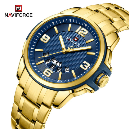 Montre-bracelet à quartz décontractée pour hommes, marque NAVIFORCE, en acier inoxydable, style affaires, étanche et lumineuse, Relogio