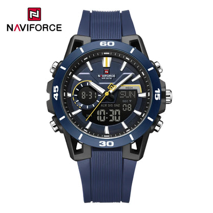 Montre homme décontractée NAVIFORCE de haute qualité, double affichage, sport, étanche, avec compte à rebours, chronographe et réveil, Reloj Hombre