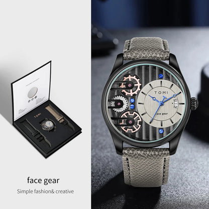 Coffret Cadeau Homme TOMI – Montre Combinée Luxe et Simple Affaires, Bracelet Amovible, Montre à Quartz pour Homme, Cadeau de Fête