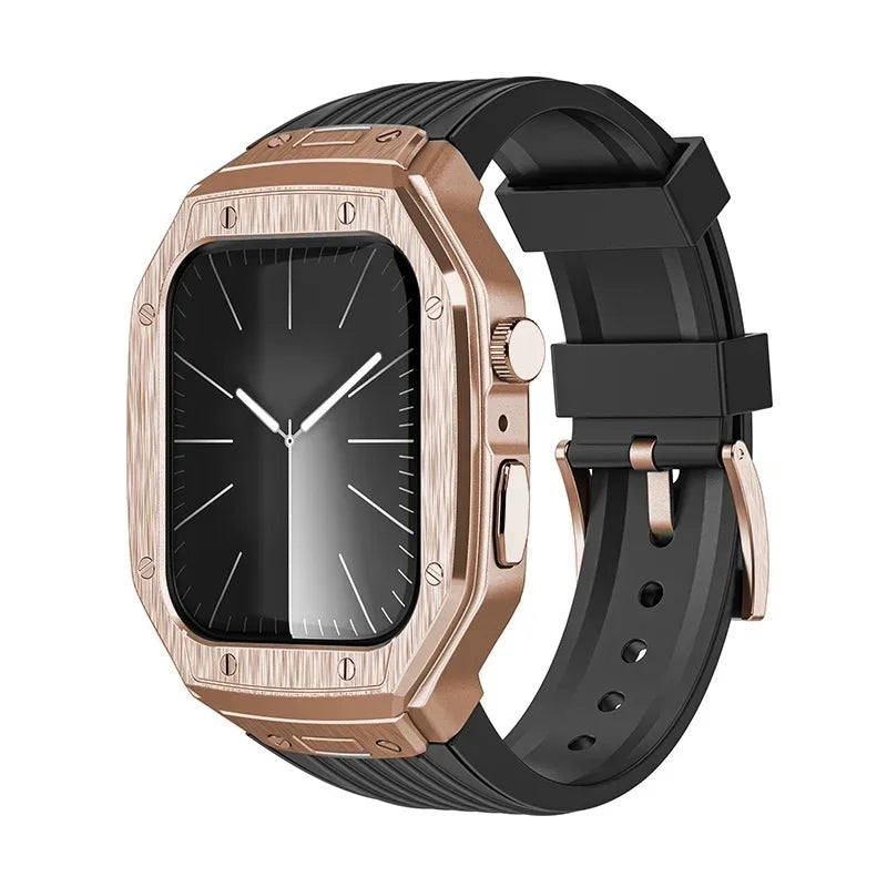 Modification Kit Metal Case & TPU Strap for iWatch Series 9 8 7 45mm 6 5 4 SE 44mm