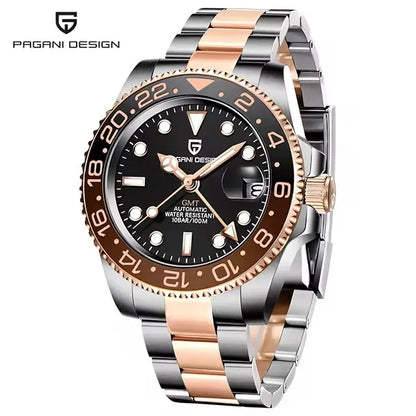 Nouvelle PD-1662 PAGANI DESIGN Montre-bracelet automatique GMT en acier inoxydable, étanche 100M, pour homme, montre mécanique haut de gamme 40mm