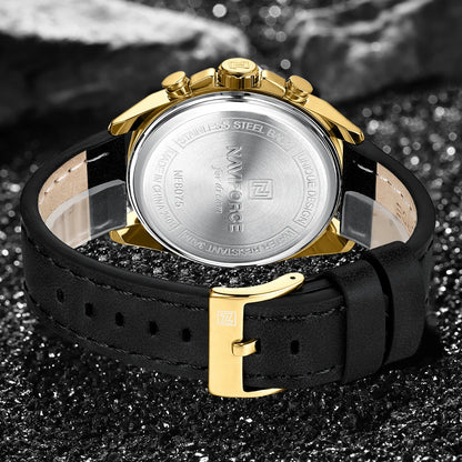 Montres étanches NAVIFORCE pour hommes Montre-bracelet à quartz de luxe en cuir véritable pour hommes Chronographe militaire tendance