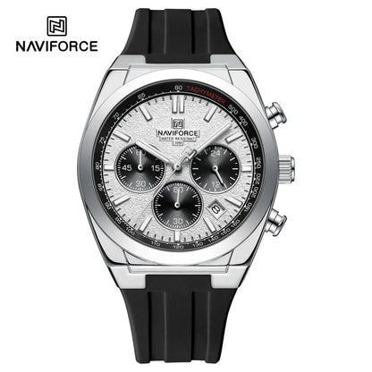NAVIFORCE Montres Homme Chronographe Multifonctionnel Bracelet en Silicone Aiguilles Lumineuses Étanche 3ATM Haute Qualité Original pour Homme