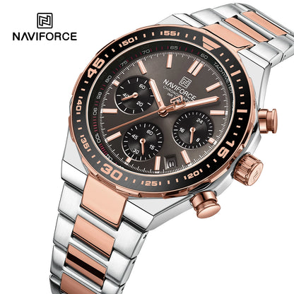 NAVIFORCE Montres Homme Quartz Tendance Affaires Classique Étanche Bracelet Acier Inoxydable Montre-bracelet Nouvelle horloge Homme en 2024