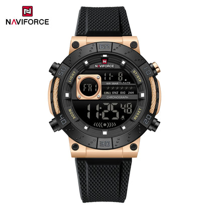 NAVIFORCE – Montres militaires pour hommes, à quartz numérique, en silicone, chronographe, étanche, avec affichage de la date