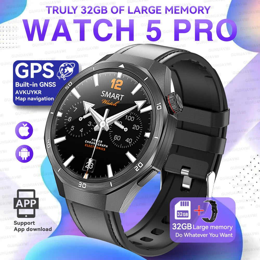 2026 New Watch 5 Pro GPS Map Navigation Smartwatch 32G memory Video Music Play NFC Call Titanium alloy Waterproof Smartwatch Men