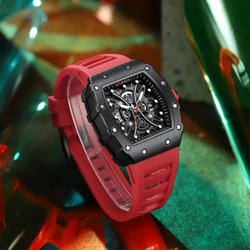 CURREN 3D Collection Rectangular Silicone Strap Watch