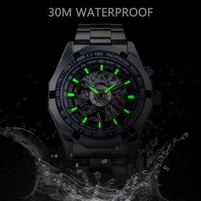 Forsining 2025 Montres Homme Squelette en Acier Inoxydable Étanche Marque de Luxe Transparente Mécanique Sport Montres-bracelets pour Hommes
