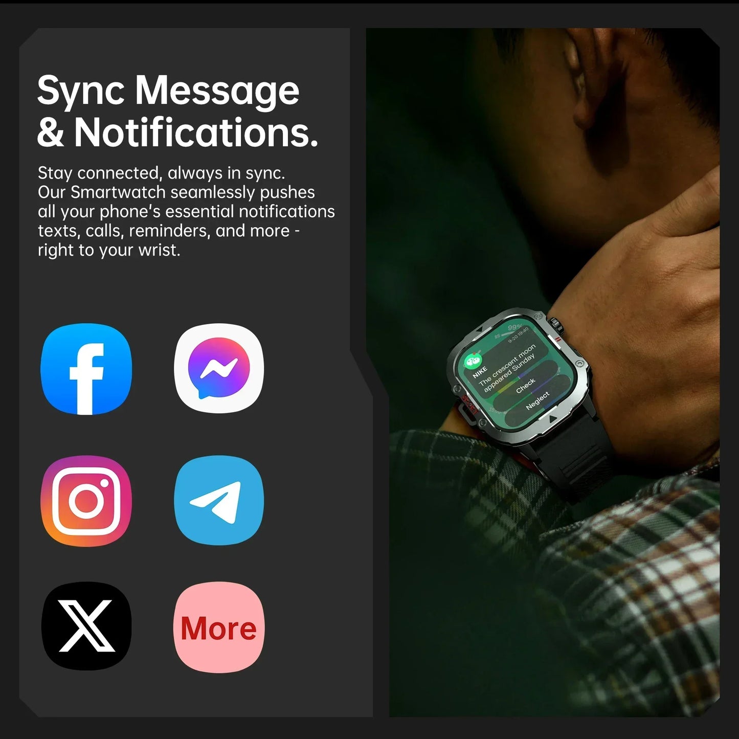 Montre connectée militaire 2026 Hommes Étanche Sports de plein air Suivi d'activité Moniteur de santé 2,19" Appel BT Smartwatch