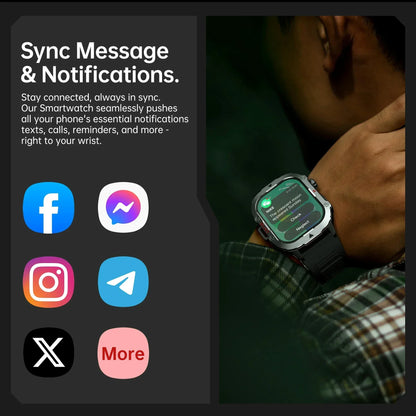 Montre connectée militaire 2026 Hommes Étanche Sports de plein air Suivi d'activité Moniteur de santé 2,19" Appel BT Smartwatch
