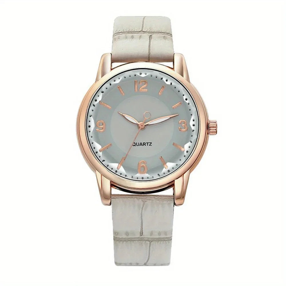 Montre à bracelet en cuir pour femme, verre polygonal, horloge de luxe, cadran créatif, mode, montre à quartz
