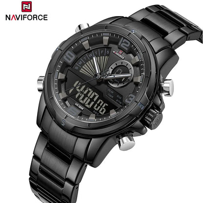 NAVIFORCE Montres de Luxe Militaires pour Hommes Chronographe Mode Alarme Montres-bracelets à Quartz pour Hommes Sports Calendrier Mensuel Étanche Cadeau