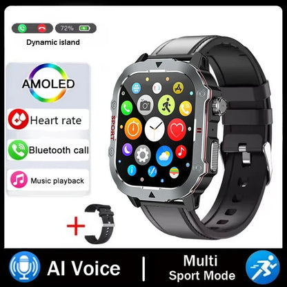 Montre connectée militaire 2026 Hommes Étanche Sports de plein air Suivi d'activité Moniteur de santé 2,19" Appel BT Smartwatch