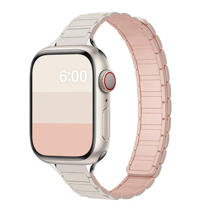 Bracelet fin en silicone à sangle magnétique pour femme pour Apple Watch S11 10 46/42mm 45mm 44 38mm 40mm 41mm 42mm iWatch SE 9 8 7 6 5 4 3 2 1
