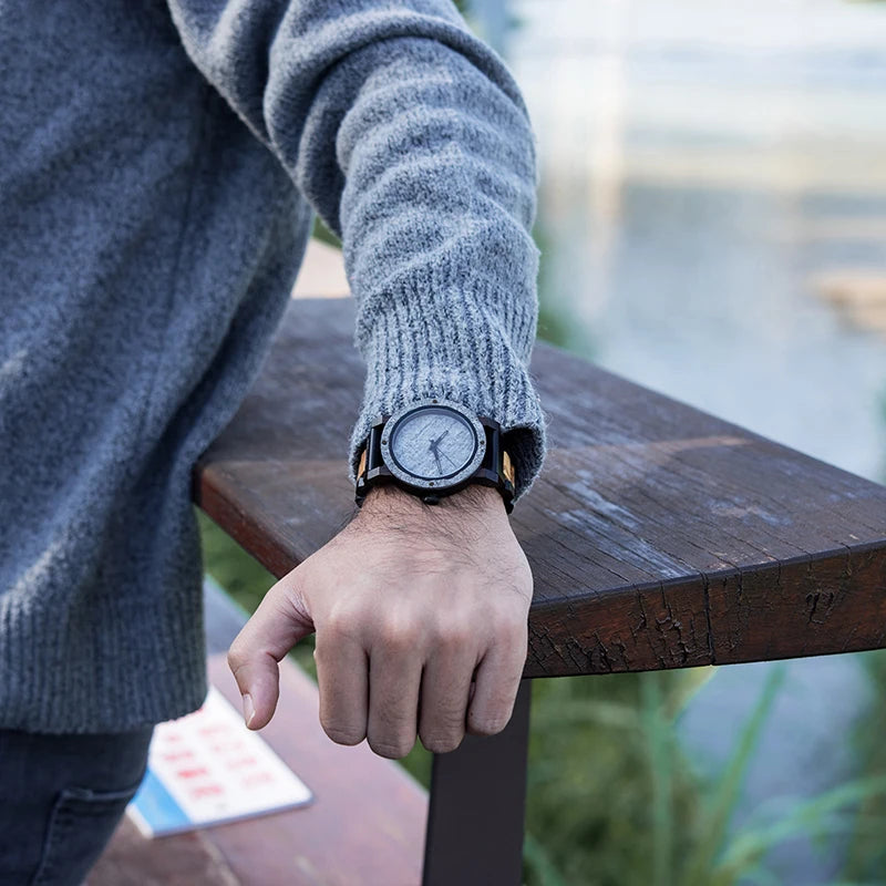 Montre en pierre BOBO BIRD pour hommes Relogio Masculino 2022 Nouvelle montre-bracelet en bois pour hommes Cadeau de Noël personnalisé Dropshipping