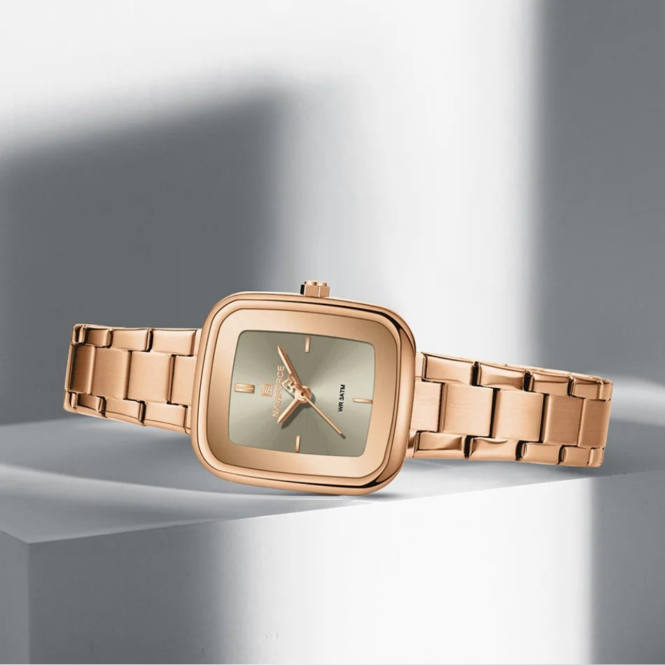 Montre-bracelet NAVIFORCE NF5075 décontractée pour femme avec bracelet en acier inoxydable résistant