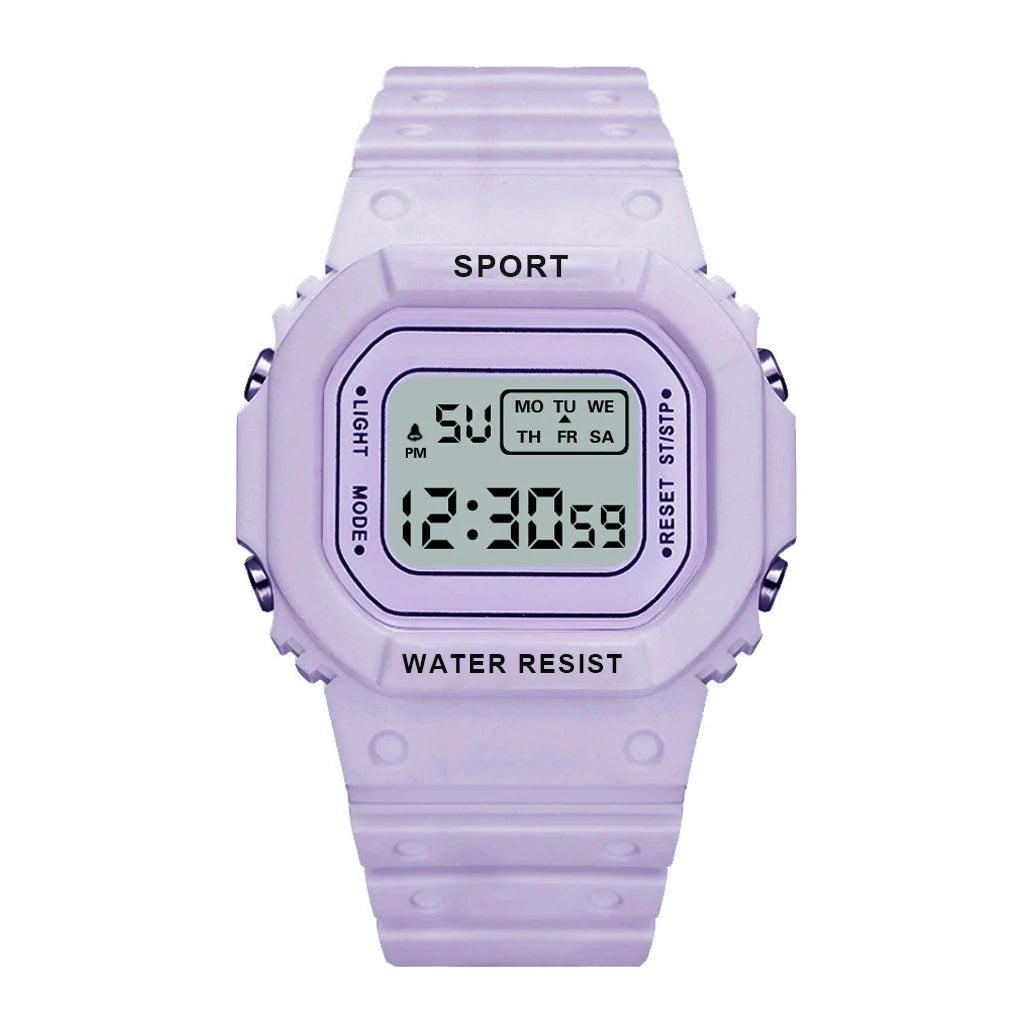 Montre de sport YIKAZE pour garçons et filles, montre électronique à LED pour étudiants, montre numérique carrée colorée pour hommes et femmes, montre étanche en caoutchouc