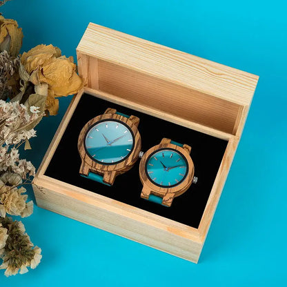 Montre en bois pour couple BOBOB BIRD pour homme et femme, montres personnalisées pour amoureux, cadeaux d'anniversaire dans un coffret cadeau en bois