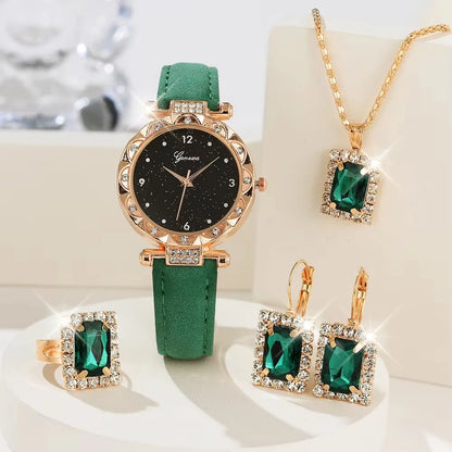Montres pour femmes, ensemble de 5 pièces, montres-bracelets élégantes et luxueuses en strass pour femmes, montre à quartz pour fille, bracelet-montre, cadeau