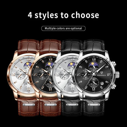 Montre décontractée LIGE pour homme, de luxe, en cuir, étanche, à quartz, chronographe, militaire, pour homme, Relogio Masculino