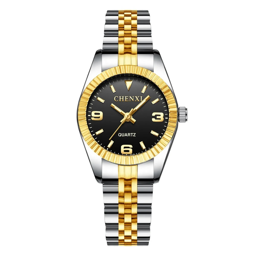 ChronoState Golden Aura Rhinestone Quartz Watch for Women