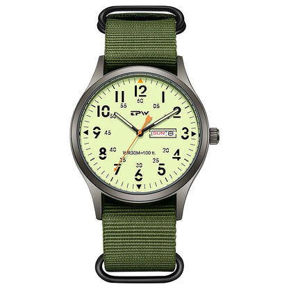 2026 TPW Field Watch Easy Reading Fabric Strap 24 Hours Display Quartz Movement