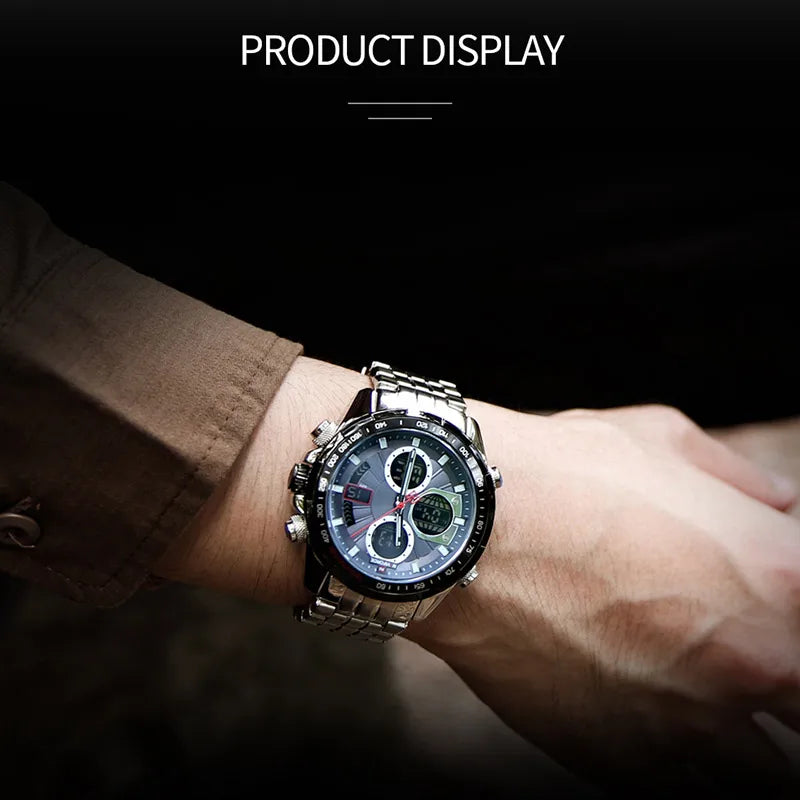 NAVIFORCE Montres à quartz pour hommes Nouvelle montre-bracelet sport double affichage étanche 30m Montre décontractée en acier inoxydable Relogio Masculino