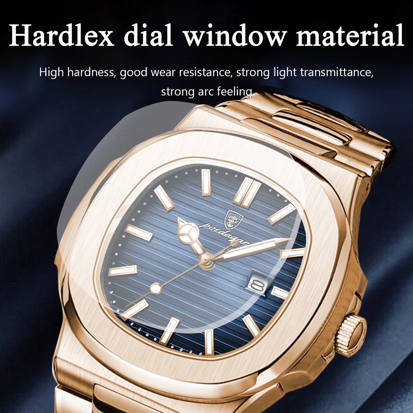 POEDAGAR Montre Homme Carrée Tendance Acier Inoxydable Étanche Lumineuse Date Exquise Montre-Bracelet Masculine Montres à Quartz Pour Hommes