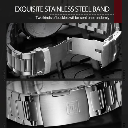 Montres numériques NAVIFORCE pour hommes Montres-bracelets de sport de luxe en acier inoxydable à quartz Étanche militaire Lumineuse pour homme